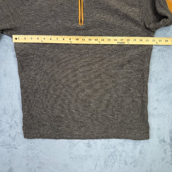 Orvis Simoom Quarter 1/4 Zip Sweatshirt Mens M Brown Leather Elbow Mock Neck - Picture 9 of 12
